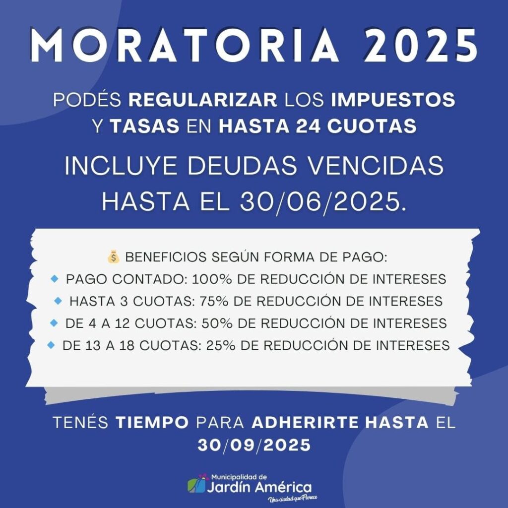 Moratoria 2025 – Regularización de impuestos y tasas municipales