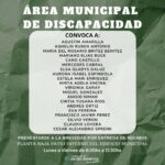El Área Municipal de Discapacidad convoca a las personas mencionadas a acercarse a la brevedad para la entrega de insumos