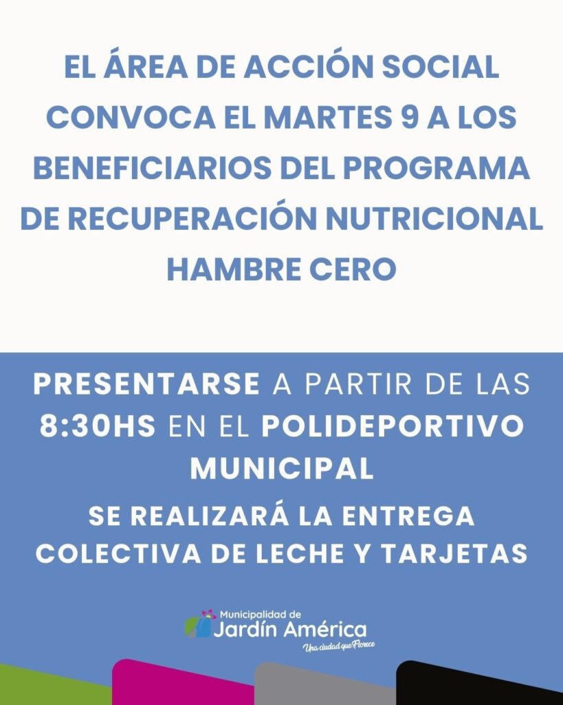 Atención beneficiarios del Programa Recuperación Nutricional Hambre 0