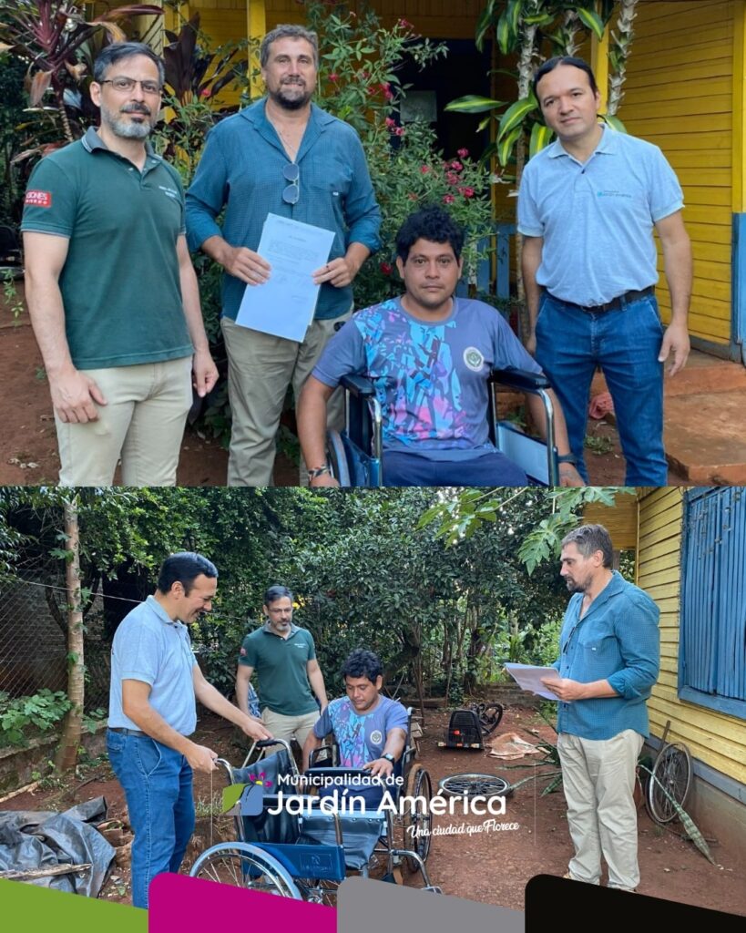 Junto al Director de la Zona Centro Paraná, Bioing. Hugo Araujo, y el Jefe del Área Programática VIII, Lic. Cristian Sánchez, realizamos la entrega de una silla de ruedas gestionada a través del Área de Discapacidad de la Municipalidad de Jardín América, a cargo del Sr. Walter Suárez, ante el Ministerio de Salud Pública de Misiones