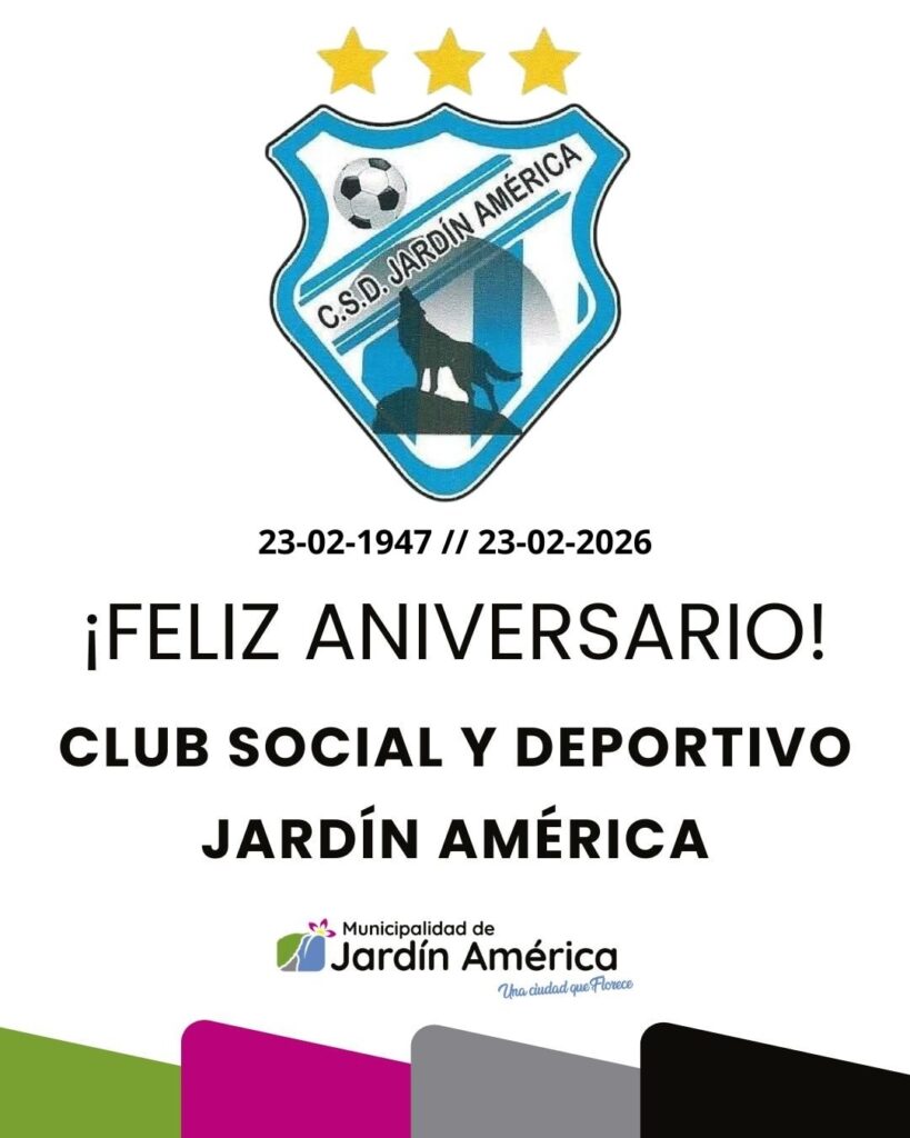 Hoy celebramos el 79° aniversario del Club Social y Deportivo Jardín América, una institución que forma parte de nuestra historia